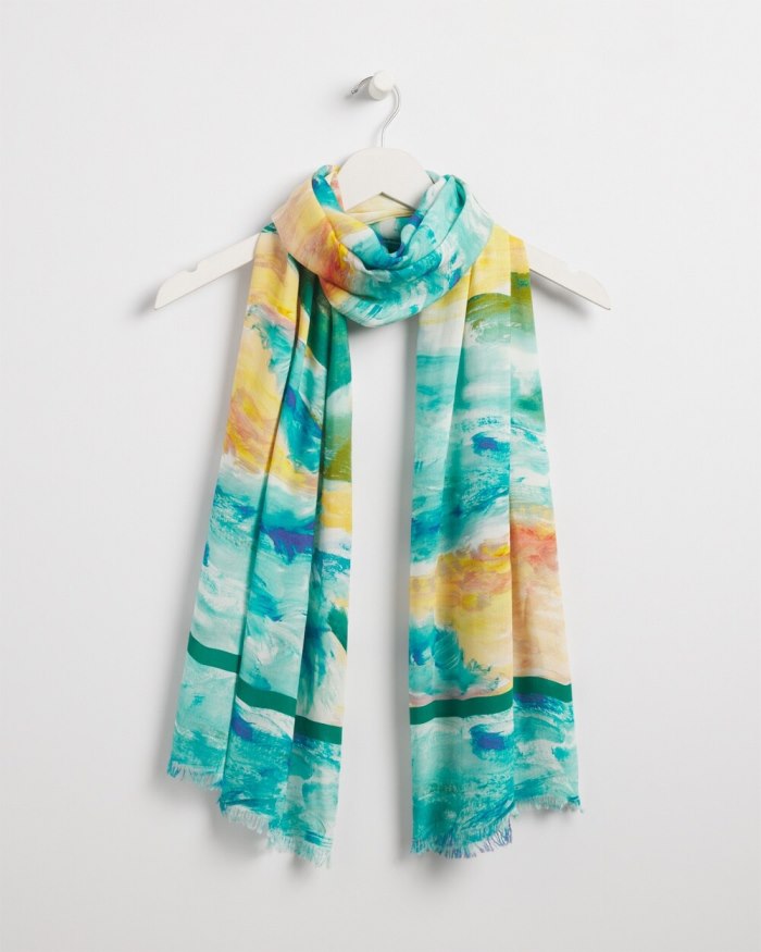 Chicos Watercolor Oblong Scarf - Blue