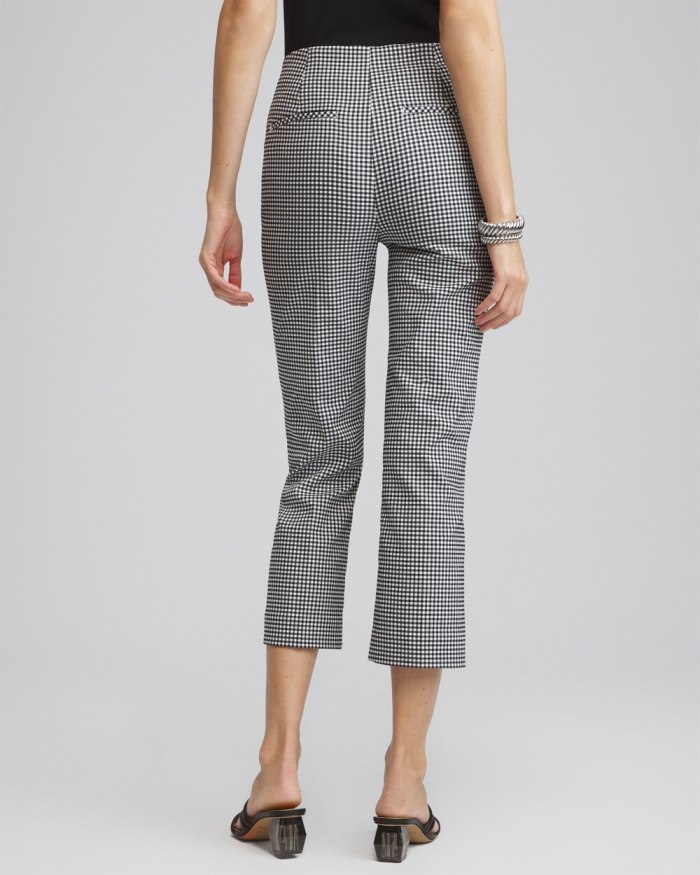 Chicos Juliet Gingham Straight Crops - Smokey Taupe/Alabaster