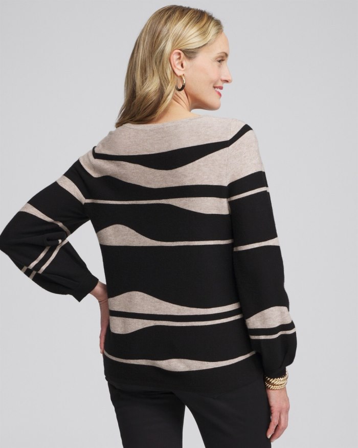 Chicos Lantern Sleeve Pullover Sweater - Black