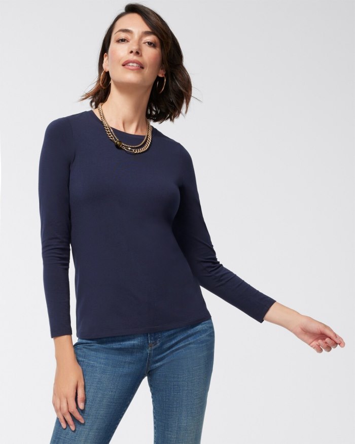 Chicos Touch of Cool Layering Tee - Classic Navy