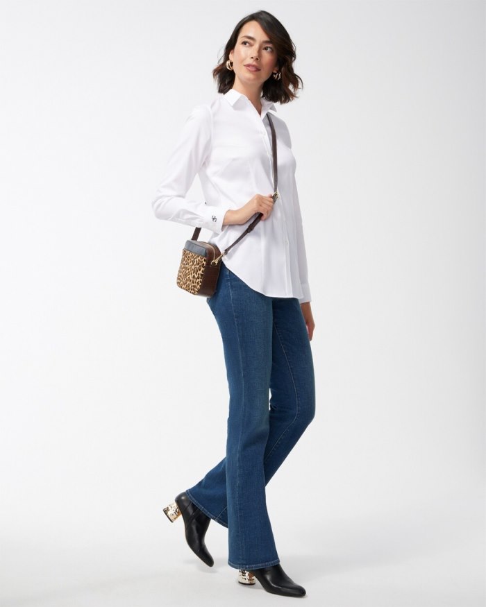 Chicos No-Iron Fitted Stretch Shirt - Blooming Dahlia