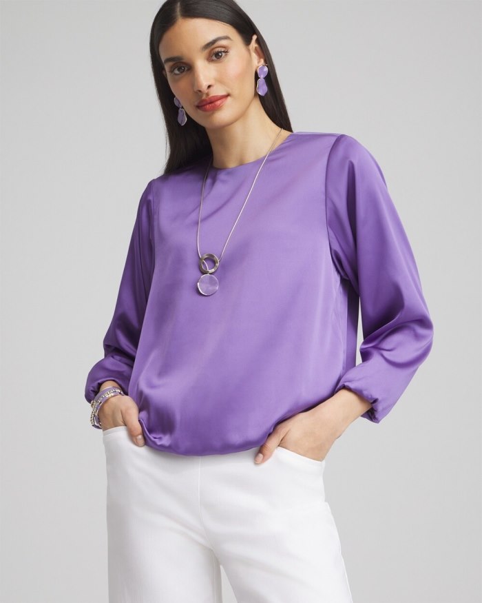 Chicos Bubble Hem Top - Parisian Purple