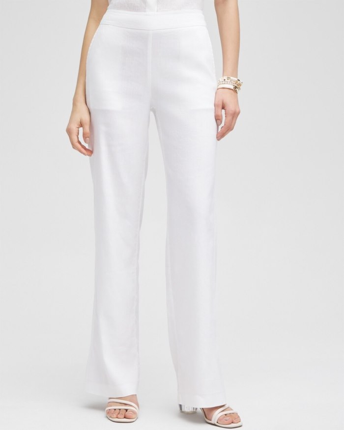 Chicos Wide Leg Linen Pants - Alabaster