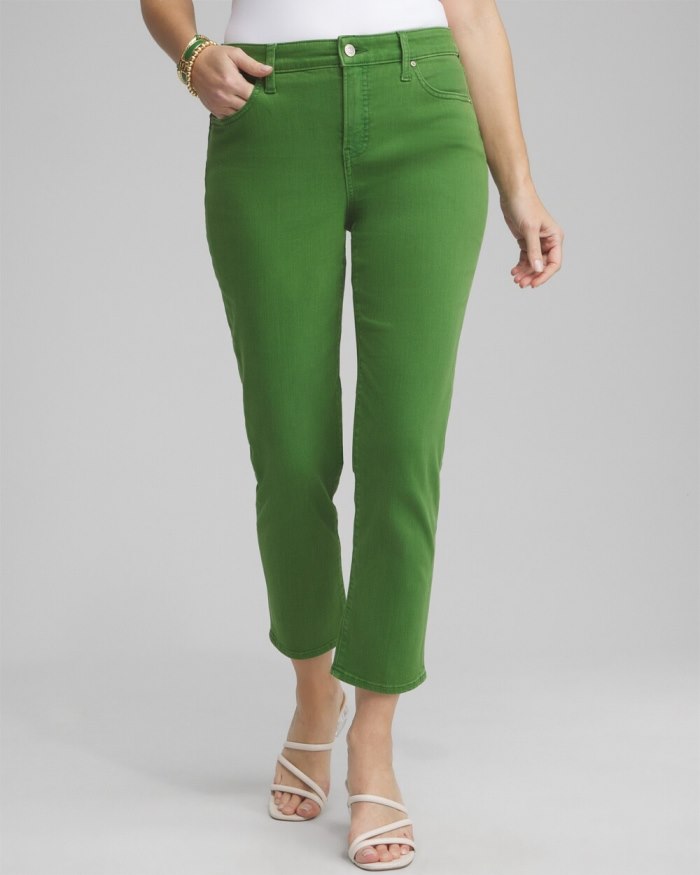 Chicos Girlfriend Cropped Jeans - Verdant Green