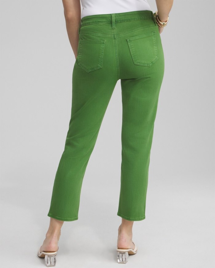 Chicos Girlfriend Cropped Jeans - Verdant Green