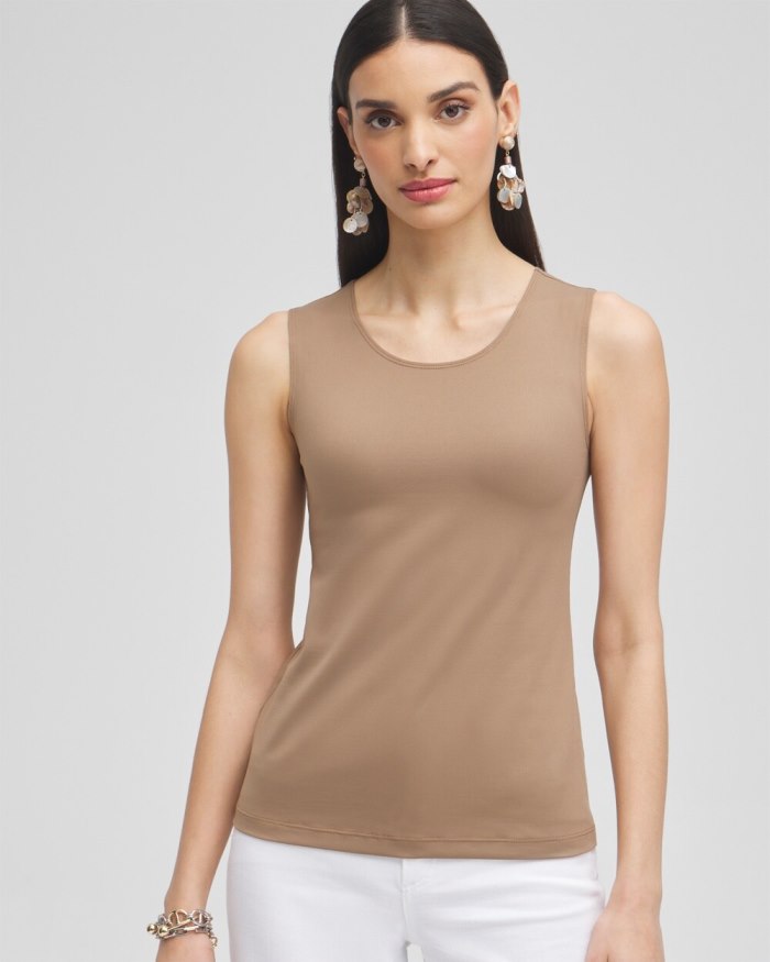 Chicos High Neck Microfiber Tank - Teakwood