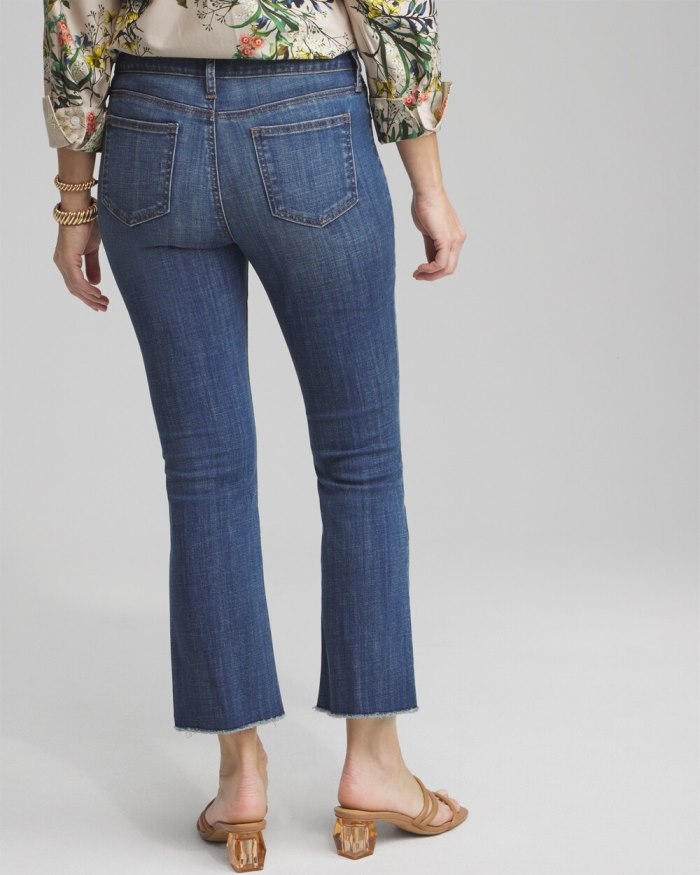 Chicos Girlfriend Fray Hem Kick Flare Jeans - Royal Street Indigo