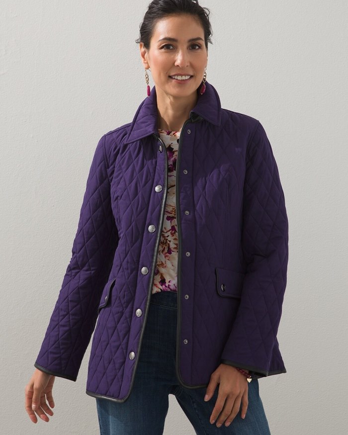 Chicos Quilted Mid-Length Jacket - Midnight Violet