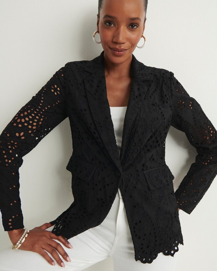 Chicos Eyelet Blazer - Black