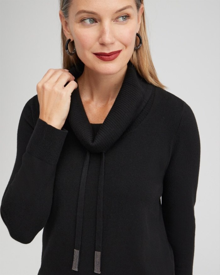 Chicos Zenergy Luxe Cashmere Blend Cowl Sweater - Black