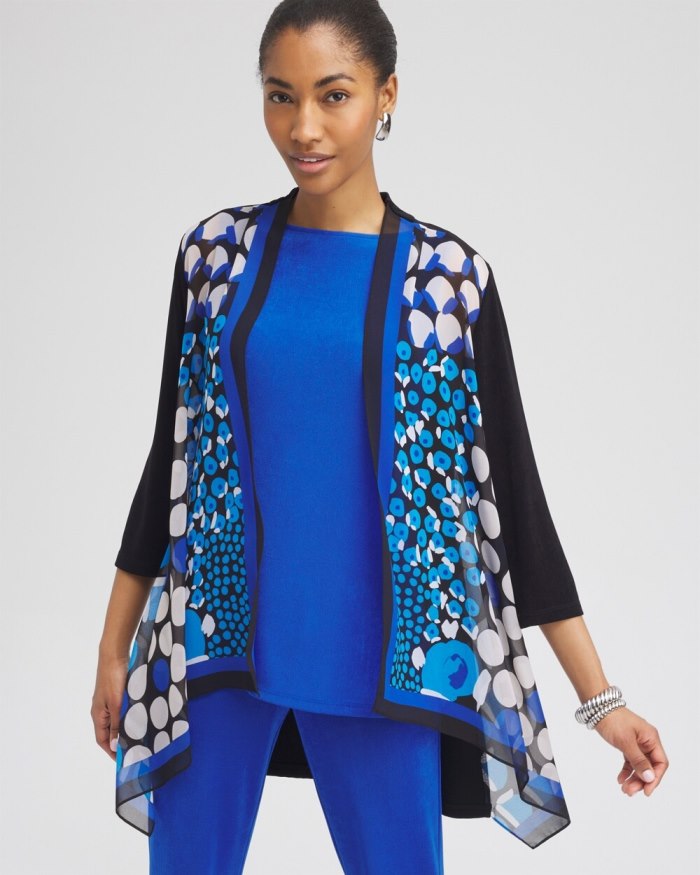 Chicos Travelers Chiffon Mix Cardigan - Intense Azure