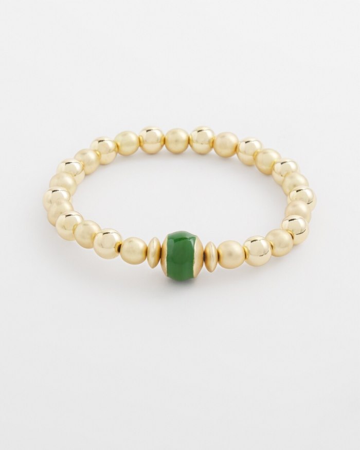 Chicos Enamel Bead Stretch Bracelet - Verdant Green