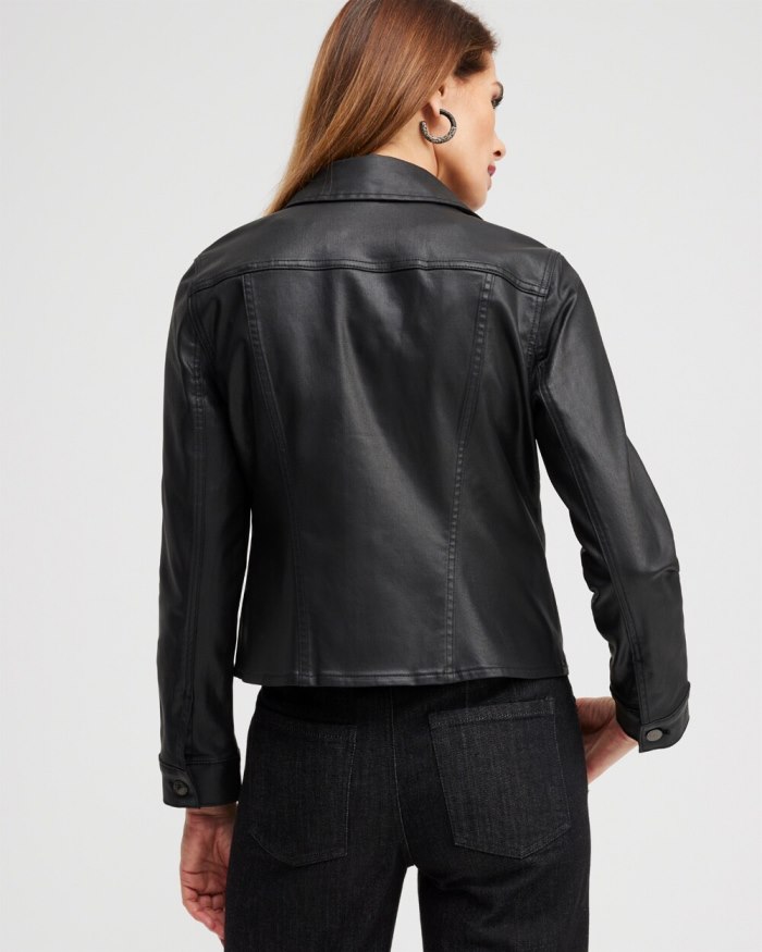 Chicos Coated Denim Jacket - Black