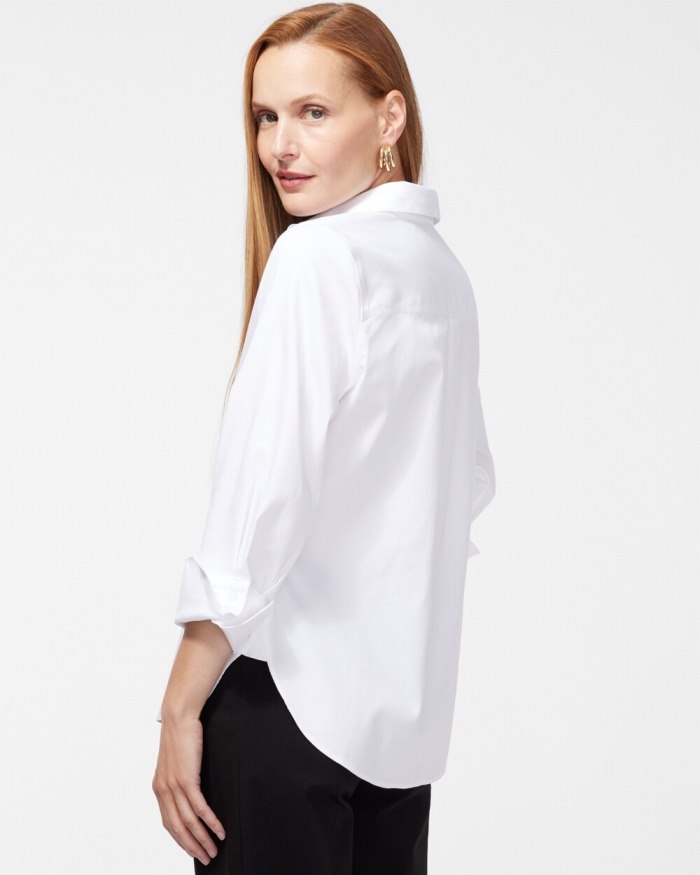 Chicos No Iron 3/4 Sleeve Stretch Shirt - Cool Water