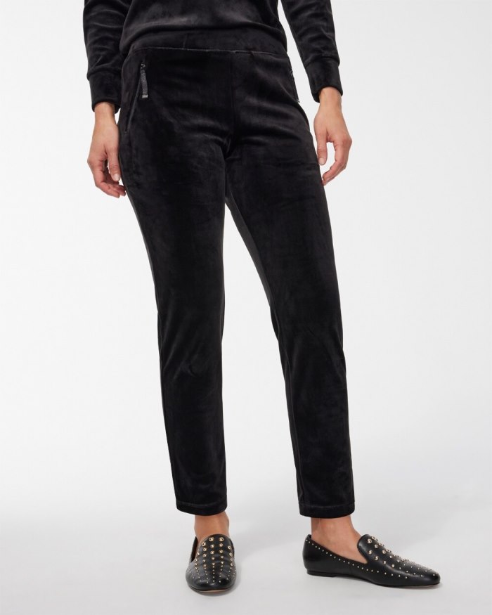 Chicos Zenergy Velour Zip Pocket Pants - Black