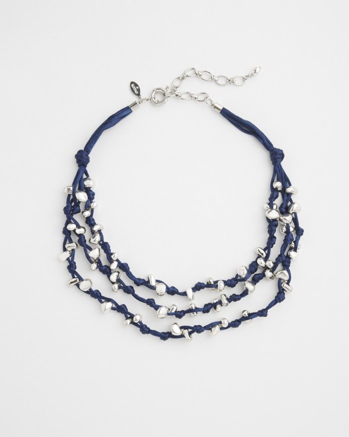 Chicos Silk Cord Necklace - Blue