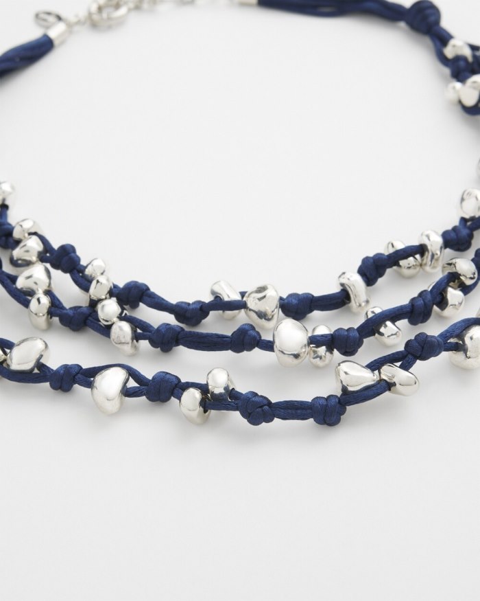 Chicos Silk Cord Necklace - Blue