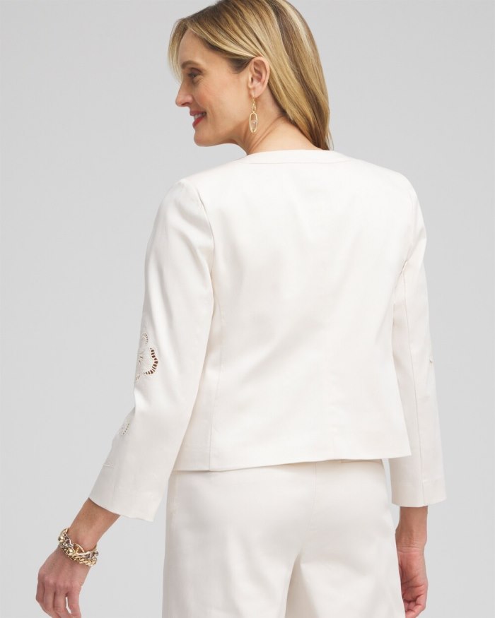 Chicos Floral Cutwork Jacket - English Cream