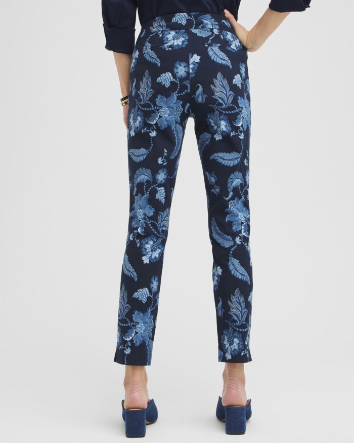 Chicos Brigitte Floral Ankle Pants - Classic Navy