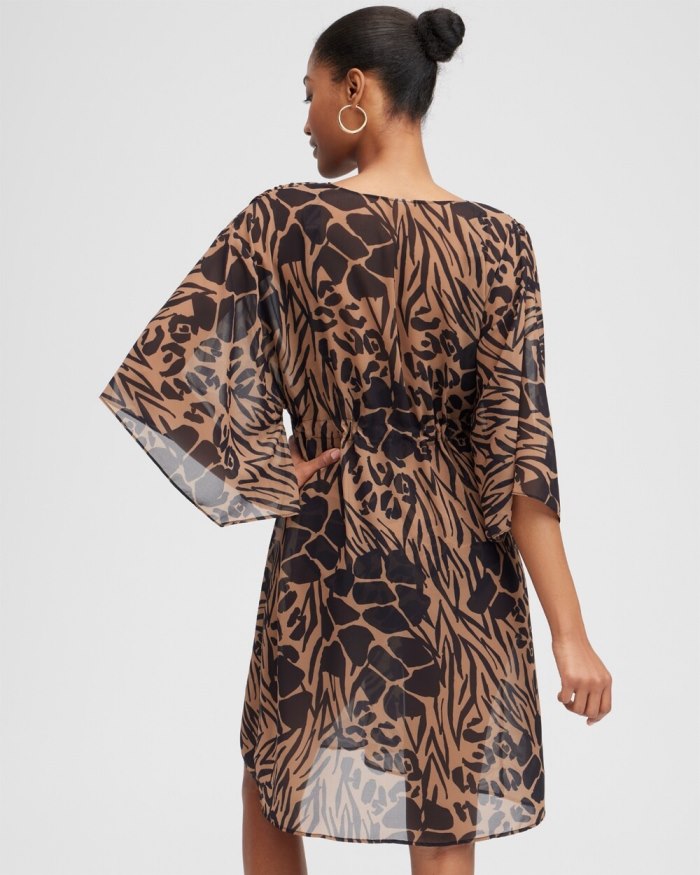 Chicos Animal Print Coverup - Black/Brown