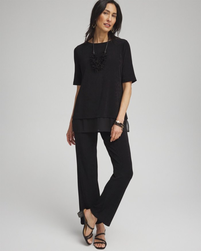 Chicos Travelers Chiffon Hem Top - Travelers Black