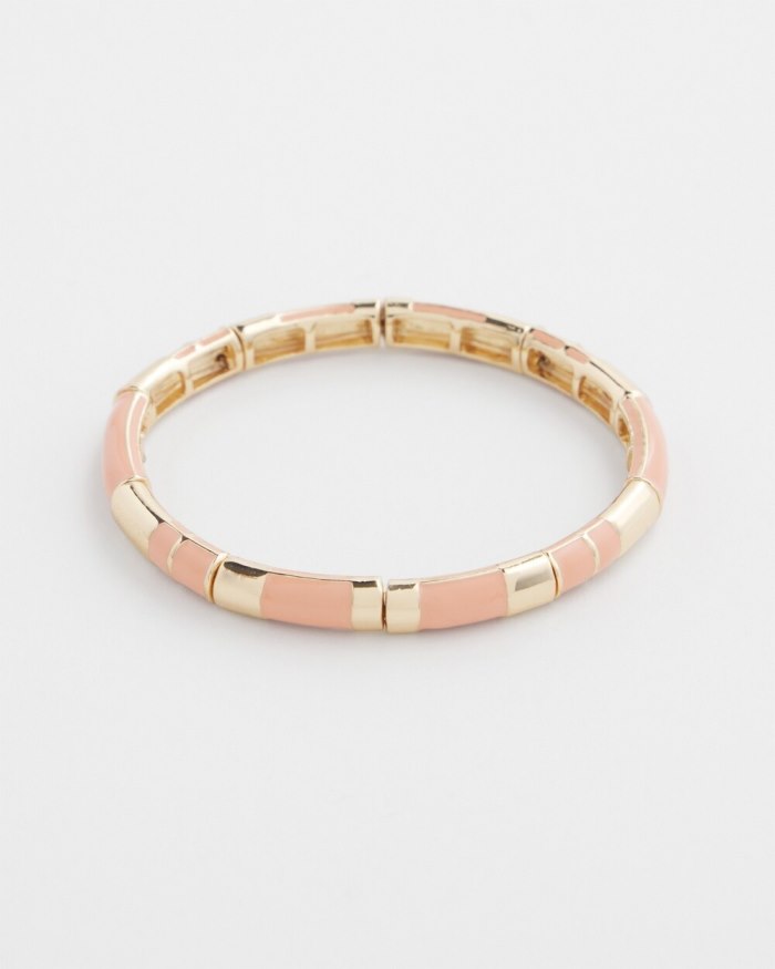 Chicos Pink Enamel Stretch Bracelet - Pink Clay