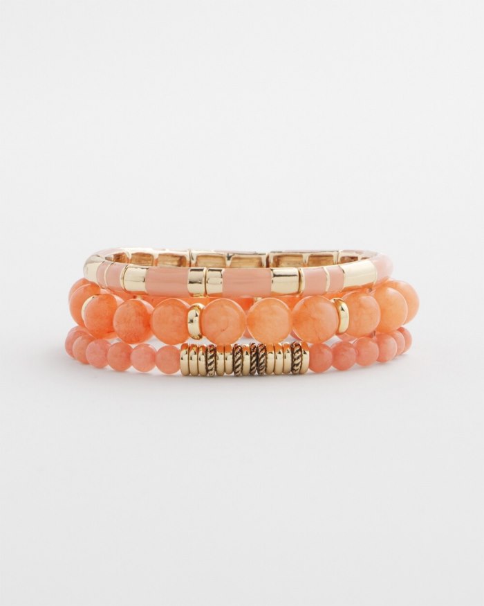 Chicos Pink Enamel Stretch Bracelet - Pink Clay