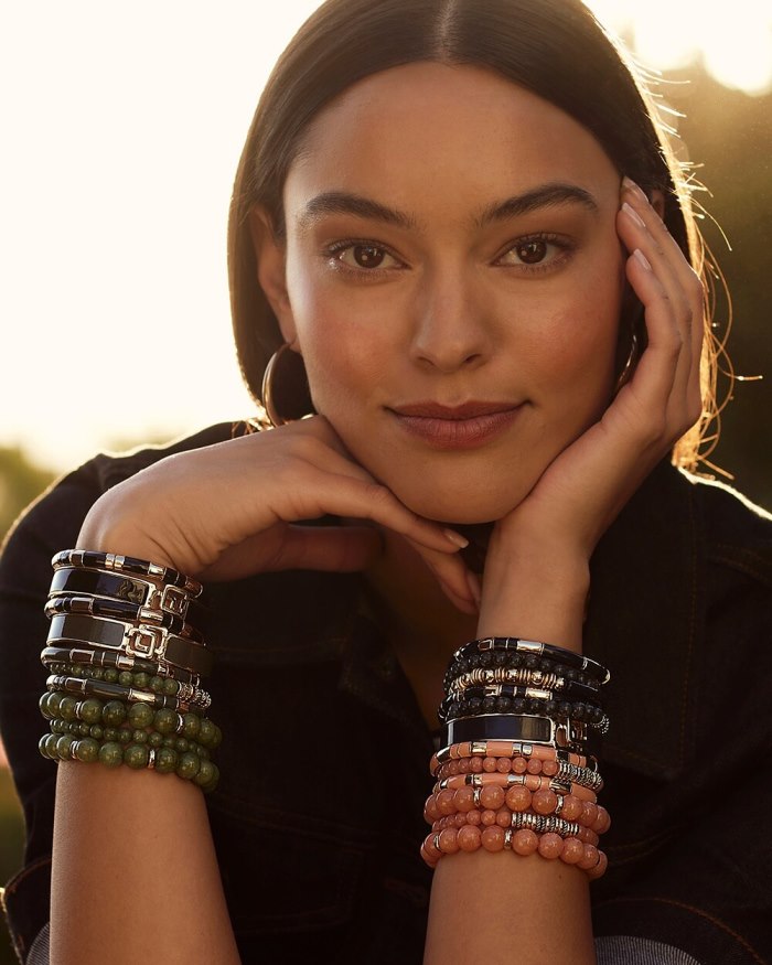 Chicos Pink Enamel Stretch Bracelet - Pink Clay