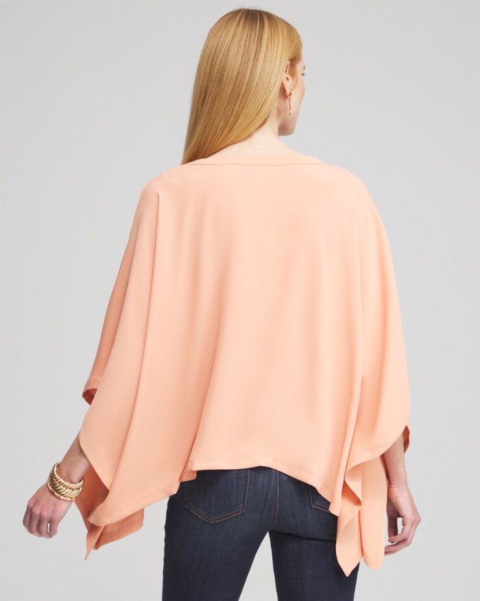 Chicos Pleated V-neck Poncho - Pink Clay