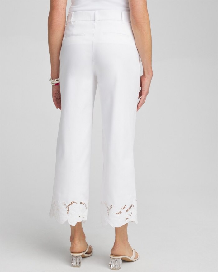 Chicos Cotton Sateen Cut Work Crops - Alabaster