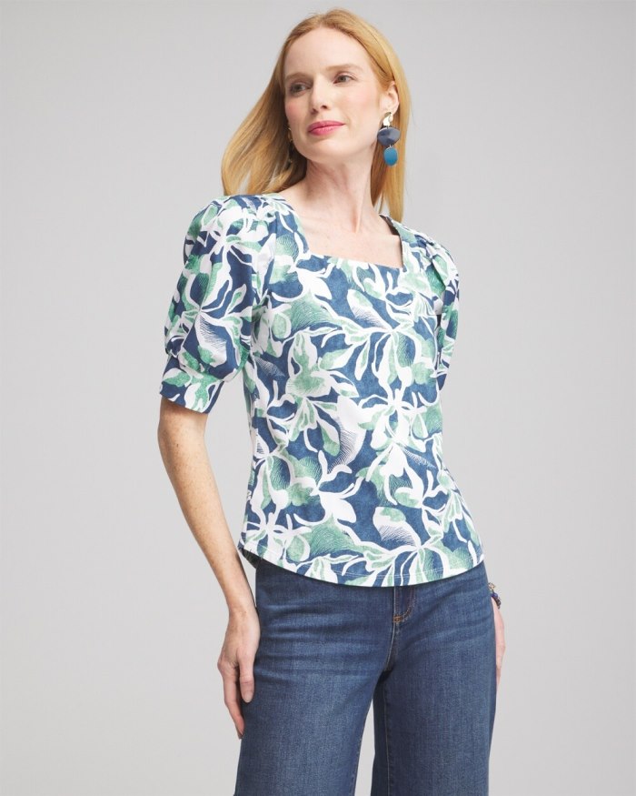 Chicos Floral Square Neck Top - Twisted Ivy