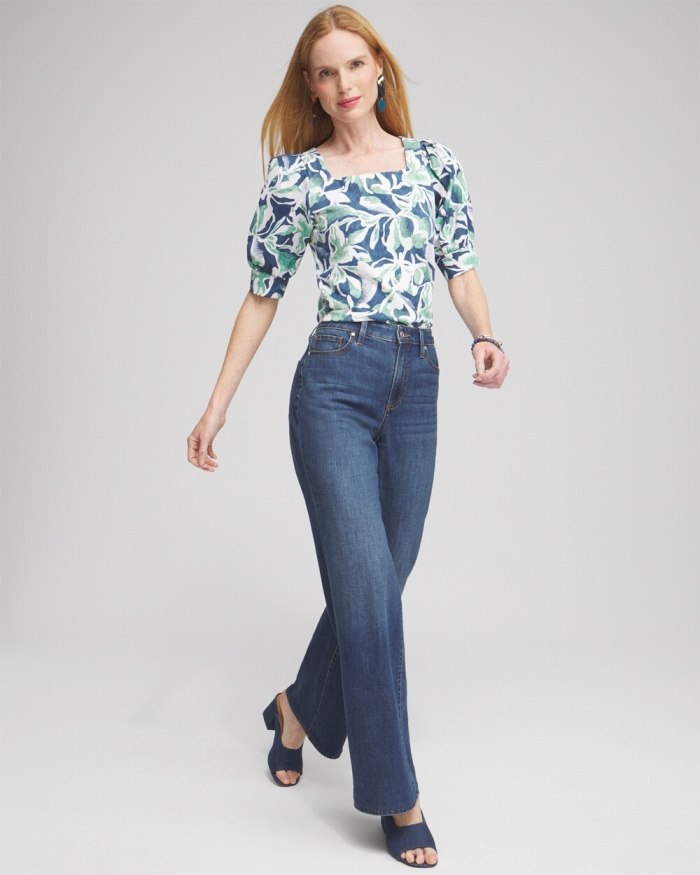 Chicos Floral Square Neck Top - Twisted Ivy