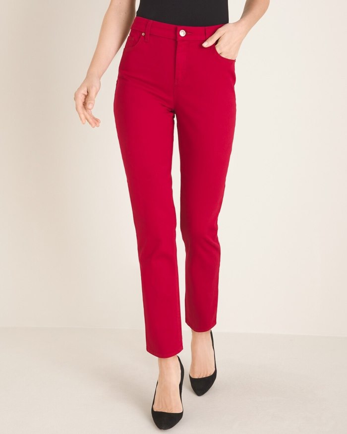 Chicos So Slimming Girlfriend Ankle Jeans - Claret