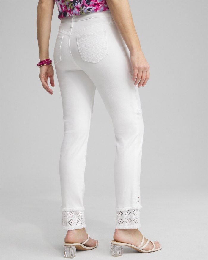 Chicos Girlfriend Double Fray Ankle Jeans - Alabaster