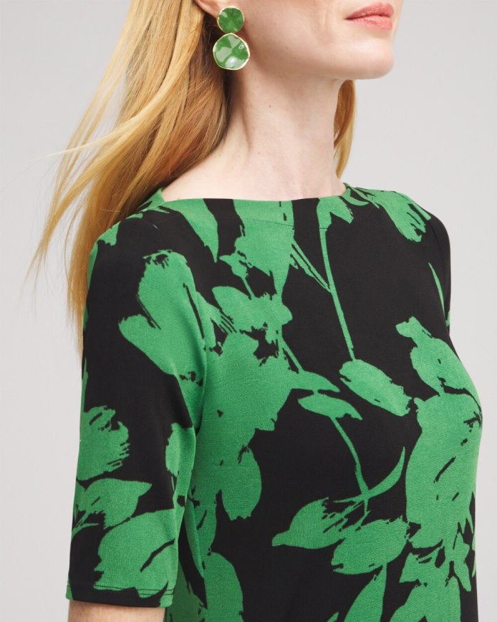 Chicos Travelers Floral Tunic - Verdant Green