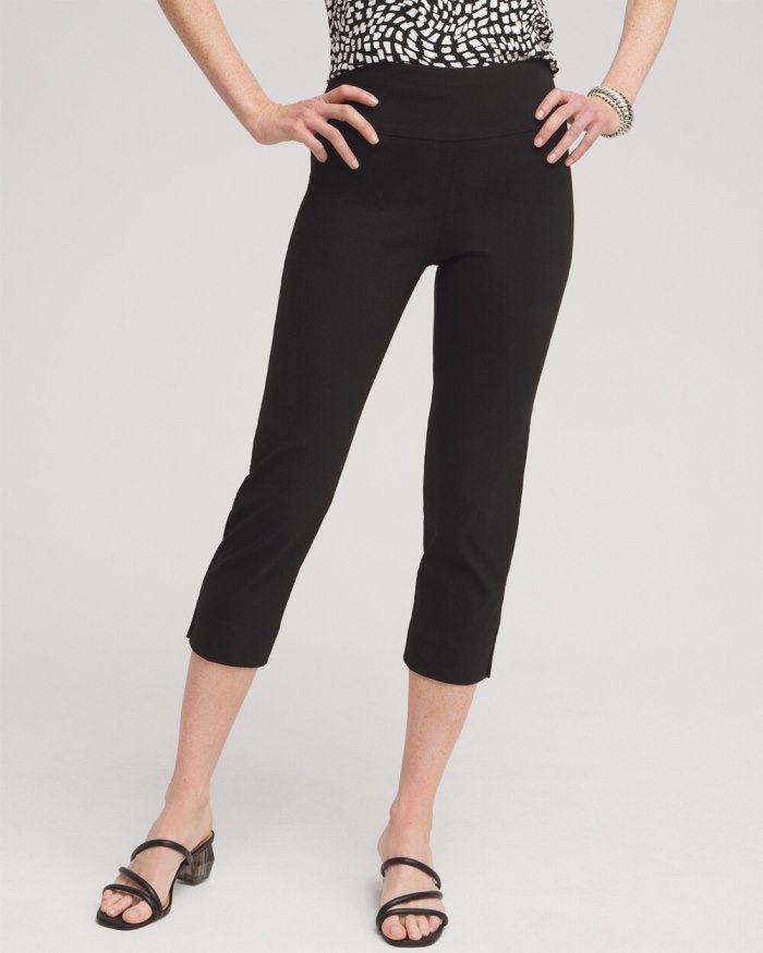 Chicos Wide Waistband Vented Pull-on Capris - Black