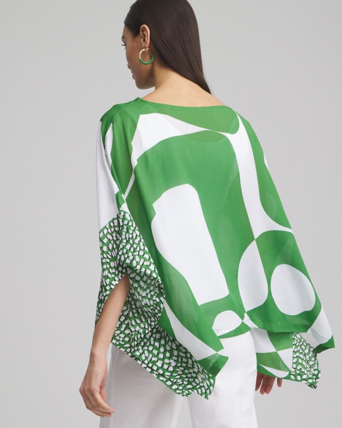 Chicos Modern Print Poncho - Green