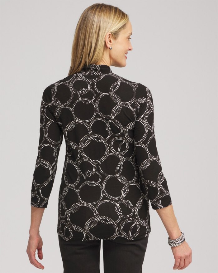 Chicos Touch of Cool Circle Print 3/4 Sleeve Tee - Black