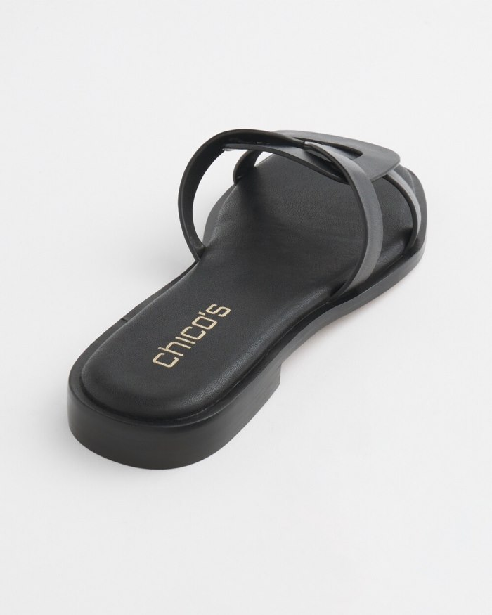 Chicos Leather Slides - Black