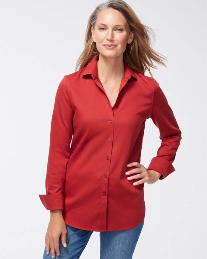 Chicos No Iron Stretch Shirt - Smoked Paprika