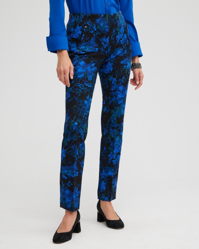 Chicos Juliet Floral Metallic Trim Ankle Pants