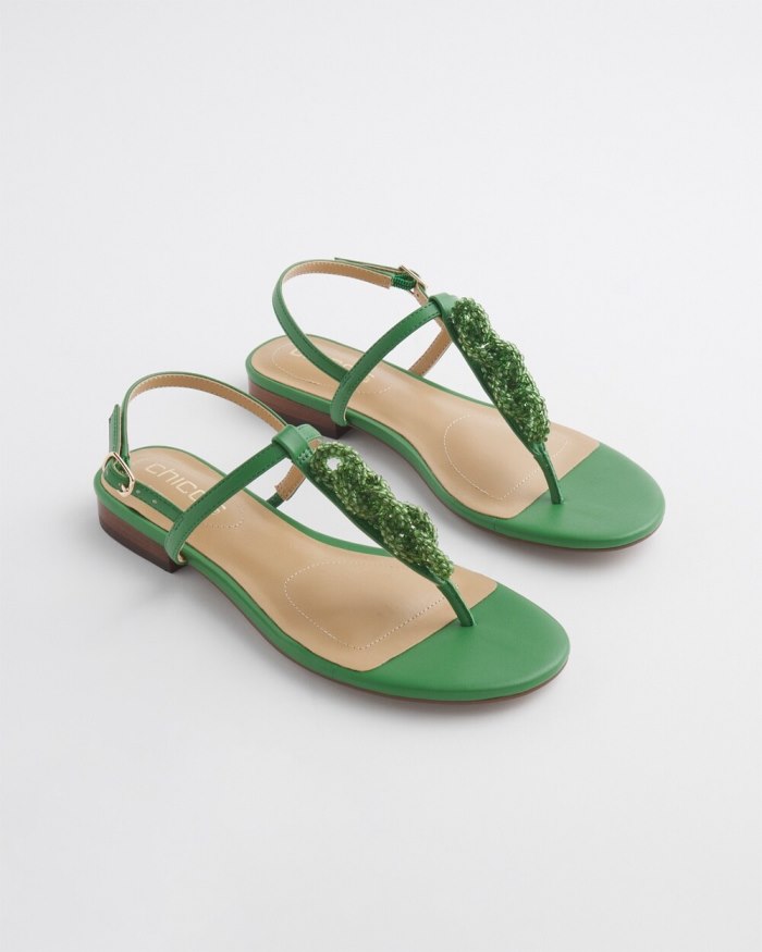 Chicos T-Strap Sandals - Green