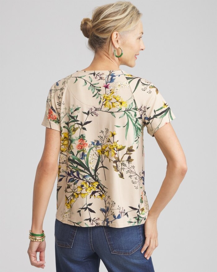 Chicos Touch of Cool Floral Smocked Top - Wildflower