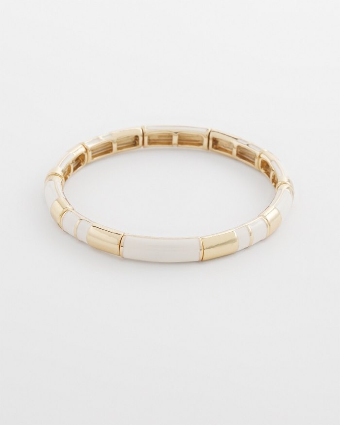 Chicos White Colorblock Stretch Bracelet - Alabaster