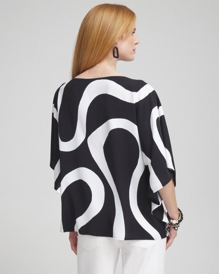 Chicos Flutter Sleeve Poncho - Black