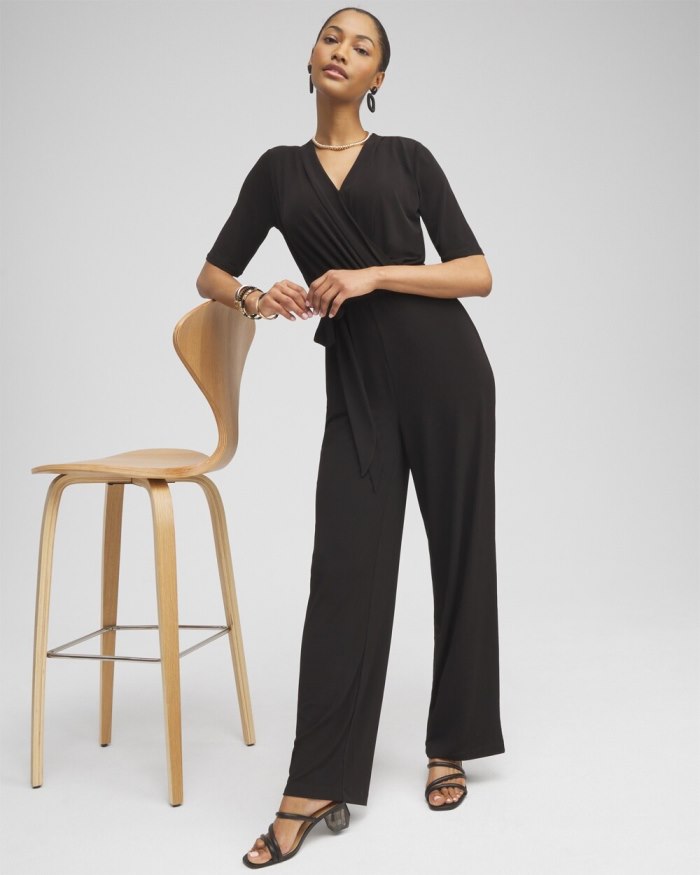 Chicos Elbow Sleeve Jumpsuit - Black