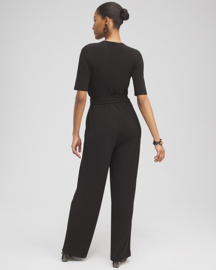 Chicos Elbow Sleeve Jumpsuit - Black