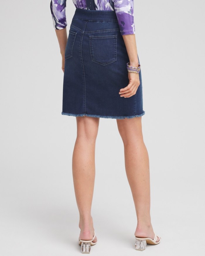 Chicos Pull-on Fray Hem Denim Skort - Inverness Indigo