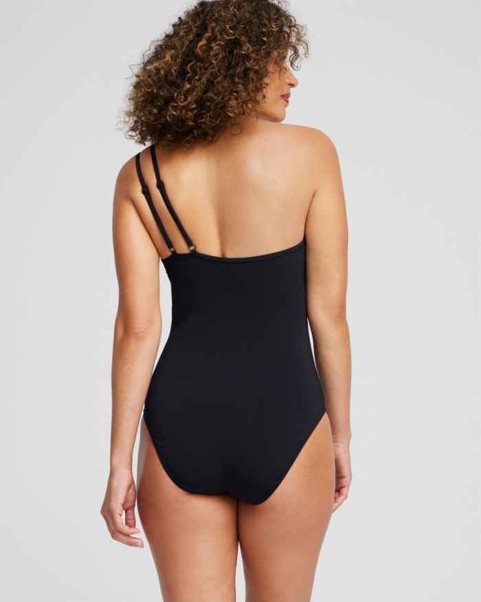 Chicos Gottex One Shoulder Swimsuit - Black