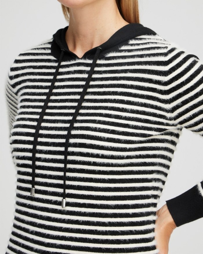 Chicos Zenergy Luxe Cashmere Blend Stripe Pullover - Black